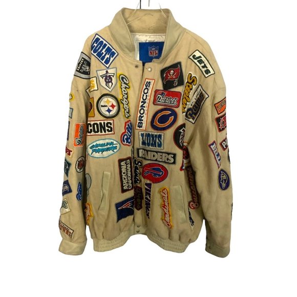 Reebok Other - NFL Teams Custom Handmade Vintage Wool Leather Snap Up Quilted Reebok 8XL Jacket